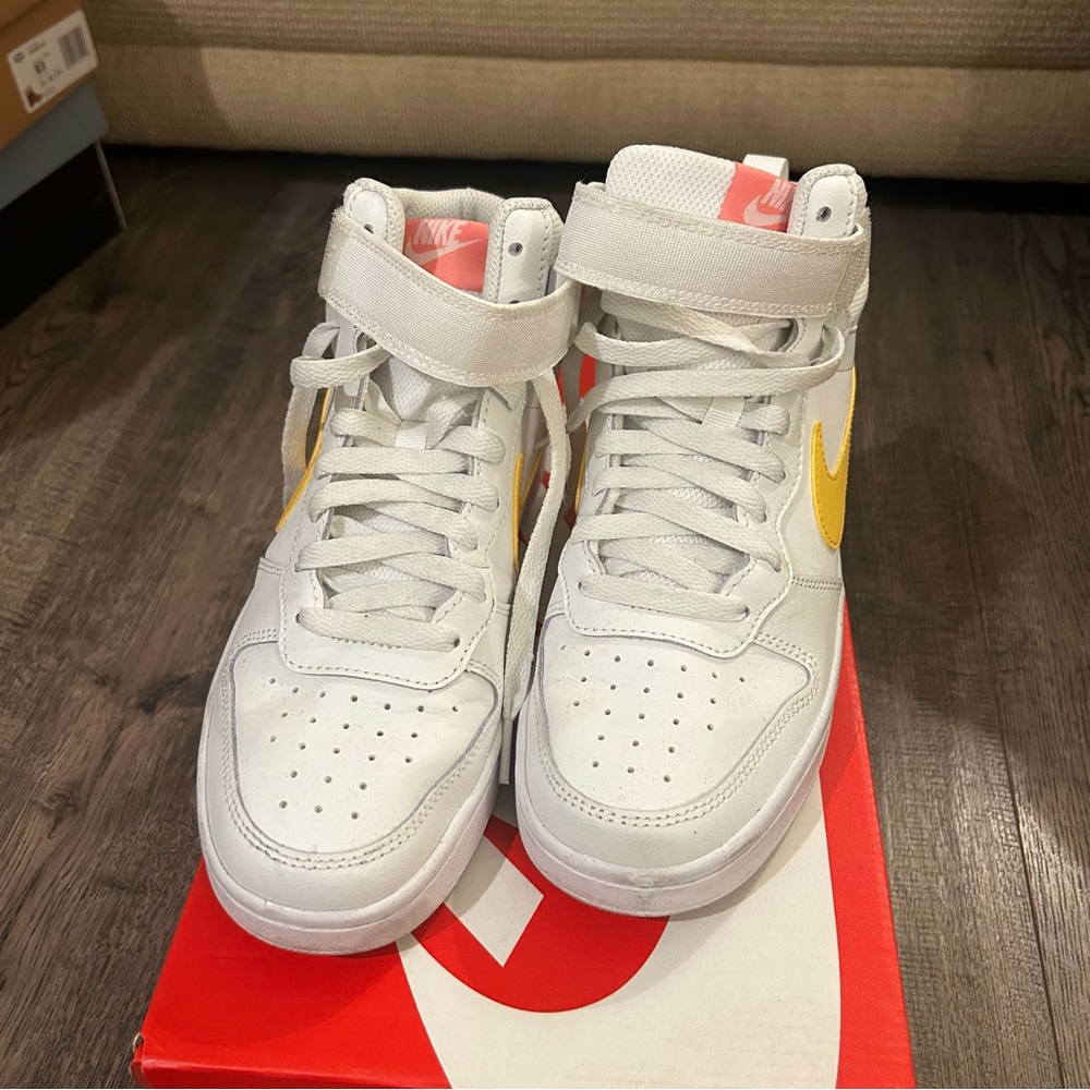 Nike High-Top Sneakers with Yellow Swoosh